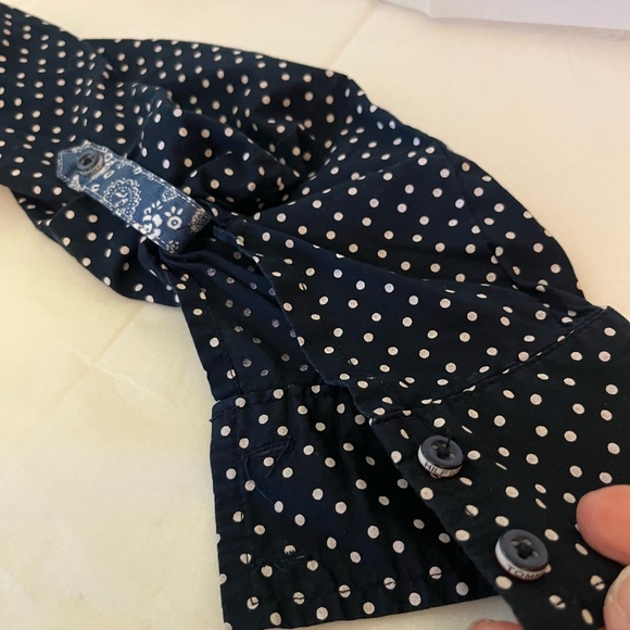 Tommy Hilifiger Women Shirt Button Up Fitted Roll Tab Sleeve Navy Polka Dot XS - Picture 8 of 9